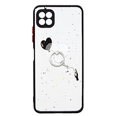 Coque Silicone Motif Fantaisie Souple Couleur Unie Etui Housse avec Support Bague Anneau Y01X pour Samsung Galaxy A22s 5G Noir