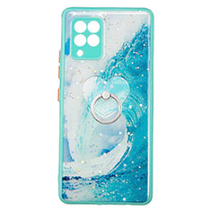 Coque Silicone Motif Fantaisie Souple Couleur Unie Etui Housse avec Support Bague Anneau Y01X pour Samsung Galaxy A42 5G Vert