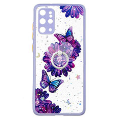 Coque Silicone Motif Fantaisie Souple Couleur Unie Etui Housse avec Support Bague Anneau Y01X pour Samsung Galaxy S20 Plus 5G Violet