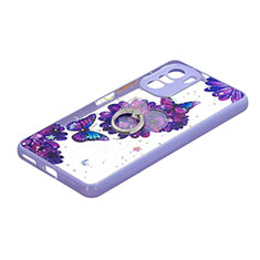 Coque Silicone Motif Fantaisie Souple Couleur Unie Etui Housse avec Support Bague Anneau Y01X pour Xiaomi Mi 11i 5G Violet