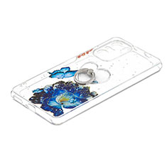 Coque Silicone Motif Fantaisie Souple Couleur Unie Etui Housse avec Support Bague Anneau Y01X pour Xiaomi Mi 11X 5G Bleu