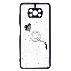 Coque Silicone Motif Fantaisie Souple Couleur Unie Etui Housse avec Support Bague Anneau Y01X pour Xiaomi Poco X3 Noir