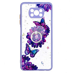 Coque Silicone Motif Fantaisie Souple Couleur Unie Etui Housse avec Support Bague Anneau Y01X pour Xiaomi Poco X3 Violet