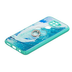 Coque Silicone Motif Fantaisie Souple Couleur Unie Etui Housse avec Support Bague Anneau Y01X pour Xiaomi Redmi 10X 4G Vert