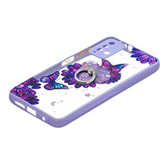 Coque Silicone Motif Fantaisie Souple Couleur Unie Etui Housse avec Support Bague Anneau Y01X pour Xiaomi Redmi 9 Power Violet