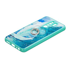 Coque Silicone Motif Fantaisie Souple Couleur Unie Etui Housse avec Support Bague Anneau Y01X pour Xiaomi Redmi 9 Vert