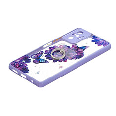 Coque Silicone Motif Fantaisie Souple Couleur Unie Etui Housse avec Support Bague Anneau Y01X pour Xiaomi Redmi Note 10 Pro 4G Violet