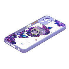 Coque Silicone Motif Fantaisie Souple Couleur Unie Etui Housse avec Support Bague Anneau Y01X pour Xiaomi Redmi Note 10S 4G Violet