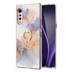 Coque Silicone Motif Fantaisie Souple Couleur Unie Etui Housse avec Support Bague Anneau Y02B pour LG Velvet 5G Violet Clair