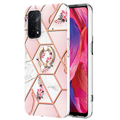 Coque Silicone Motif Fantaisie Souple Couleur Unie Etui Housse avec Support Bague Anneau Y02B pour Oppo A54 5G Rose