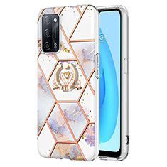 Coque Silicone Motif Fantaisie Souple Couleur Unie Etui Housse avec Support Bague Anneau Y02B pour Oppo A55 5G Gris