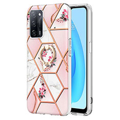 Coque Silicone Motif Fantaisie Souple Couleur Unie Etui Housse avec Support Bague Anneau Y02B pour Oppo A55 5G Rose