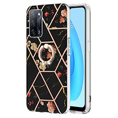 Coque Silicone Motif Fantaisie Souple Couleur Unie Etui Housse avec Support Bague Anneau Y02B pour Oppo A56 5G Noir