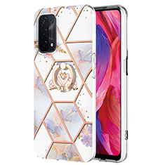 Coque Silicone Motif Fantaisie Souple Couleur Unie Etui Housse avec Support Bague Anneau Y02B pour Oppo A74 5G Gris