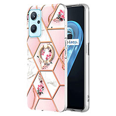 Coque Silicone Motif Fantaisie Souple Couleur Unie Etui Housse avec Support Bague Anneau Y02B pour Oppo A96 4G Rose