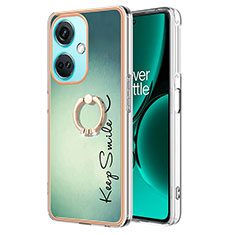 Coque Silicone Motif Fantaisie Souple Couleur Unie Etui Housse avec Support Bague Anneau Y02B pour Oppo K11x 5G Vert