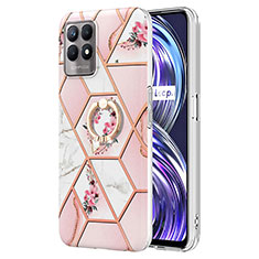 Coque Silicone Motif Fantaisie Souple Couleur Unie Etui Housse avec Support Bague Anneau Y02B pour Realme 8i Rose