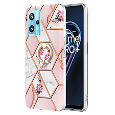 Coque Silicone Motif Fantaisie Souple Couleur Unie Etui Housse avec Support Bague Anneau Y02B pour Realme 9 4G Rose