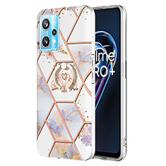 Coque Silicone Motif Fantaisie Souple Couleur Unie Etui Housse avec Support Bague Anneau Y02B pour Realme 9 Pro+ Plus 5G Gris