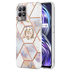 Coque Silicone Motif Fantaisie Souple Couleur Unie Etui Housse avec Support Bague Anneau Y02B pour Realme Narzo 50 4G Gris