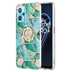 Coque Silicone Motif Fantaisie Souple Couleur Unie Etui Housse avec Support Bague Anneau Y02B pour Realme Q5 5G Vert