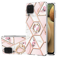 Coque Silicone Motif Fantaisie Souple Couleur Unie Etui Housse avec Support Bague Anneau Y02B pour Samsung Galaxy A12 5G Rose