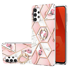 Coque Silicone Motif Fantaisie Souple Couleur Unie Etui Housse avec Support Bague Anneau Y02B pour Samsung Galaxy A32 4G Rose