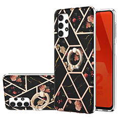 Coque Silicone Motif Fantaisie Souple Couleur Unie Etui Housse avec Support Bague Anneau Y02B pour Samsung Galaxy A32 5G Noir