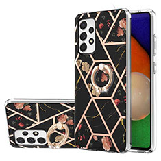 Coque Silicone Motif Fantaisie Souple Couleur Unie Etui Housse avec Support Bague Anneau Y02B pour Samsung Galaxy A52 4G Noir