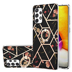 Coque Silicone Motif Fantaisie Souple Couleur Unie Etui Housse avec Support Bague Anneau Y02B pour Samsung Galaxy A72 4G Noir