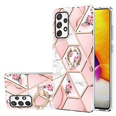 Coque Silicone Motif Fantaisie Souple Couleur Unie Etui Housse avec Support Bague Anneau Y02B pour Samsung Galaxy A72 5G Rose