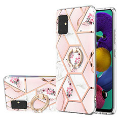 Coque Silicone Motif Fantaisie Souple Couleur Unie Etui Housse avec Support Bague Anneau Y02B pour Samsung Galaxy M40S Rose