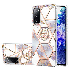 Coque Silicone Motif Fantaisie Souple Couleur Unie Etui Housse avec Support Bague Anneau Y02B pour Samsung Galaxy S20 FE (2022) 5G Gris