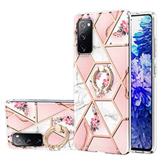 Coque Silicone Motif Fantaisie Souple Couleur Unie Etui Housse avec Support Bague Anneau Y02B pour Samsung Galaxy S20 Lite 5G Rose