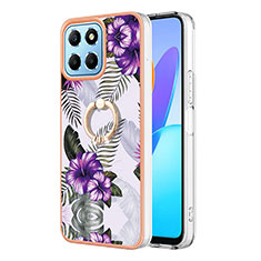 Coque Silicone Motif Fantaisie Souple Couleur Unie Etui Housse avec Support Bague Anneau Y03B pour Huawei Honor 70 Lite 5G Violet