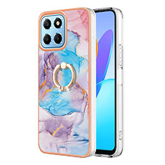 Coque Silicone Motif Fantaisie Souple Couleur Unie Etui Housse avec Support Bague Anneau Y03B pour Huawei Honor X6 5G Bleu