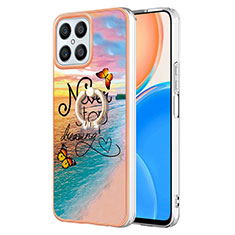 Coque Silicone Motif Fantaisie Souple Couleur Unie Etui Housse avec Support Bague Anneau Y03B pour Huawei Honor X8 4G Mixte