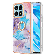 Coque Silicone Motif Fantaisie Souple Couleur Unie Etui Housse avec Support Bague Anneau Y03B pour Huawei Honor X8a 4G Bleu