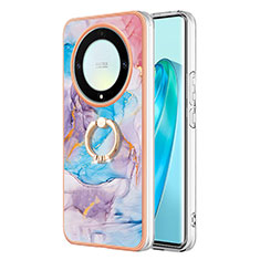 Coque Silicone Motif Fantaisie Souple Couleur Unie Etui Housse avec Support Bague Anneau Y03B pour Huawei Honor X9a 5G Bleu