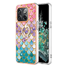 Coque Silicone Motif Fantaisie Souple Couleur Unie Etui Housse avec Support Bague Anneau Y03B pour OnePlus 10T 5G Colorful