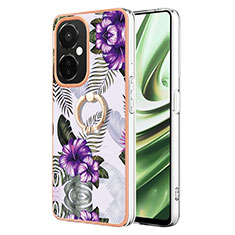 Coque Silicone Motif Fantaisie Souple Couleur Unie Etui Housse avec Support Bague Anneau Y03B pour OnePlus Nord CE 3 5G Violet