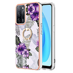 Coque Silicone Motif Fantaisie Souple Couleur Unie Etui Housse avec Support Bague Anneau Y03B pour Oppo A53s 5G Violet