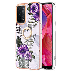 Coque Silicone Motif Fantaisie Souple Couleur Unie Etui Housse avec Support Bague Anneau Y03B pour Oppo A74 5G Violet