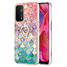 Coque Silicone Motif Fantaisie Souple Couleur Unie Etui Housse avec Support Bague Anneau Y03B pour Oppo A93 5G Colorful