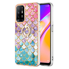 Coque Silicone Motif Fantaisie Souple Couleur Unie Etui Housse avec Support Bague Anneau Y03B pour Oppo A94 5G Colorful