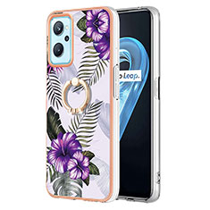 Coque Silicone Motif Fantaisie Souple Couleur Unie Etui Housse avec Support Bague Anneau Y03B pour Oppo K10 4G Violet