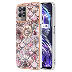 Coque Silicone Motif Fantaisie Souple Couleur Unie Etui Housse avec Support Bague Anneau Y03B pour Realme 8i Marron