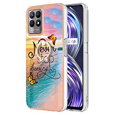 Coque Silicone Motif Fantaisie Souple Couleur Unie Etui Housse avec Support Bague Anneau Y03B pour Realme 8i Mixte