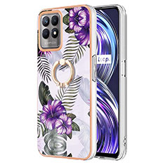 Coque Silicone Motif Fantaisie Souple Couleur Unie Etui Housse avec Support Bague Anneau Y03B pour Realme 8i Violet