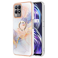 Coque Silicone Motif Fantaisie Souple Couleur Unie Etui Housse avec Support Bague Anneau Y03B pour Realme 8i Violet Clair